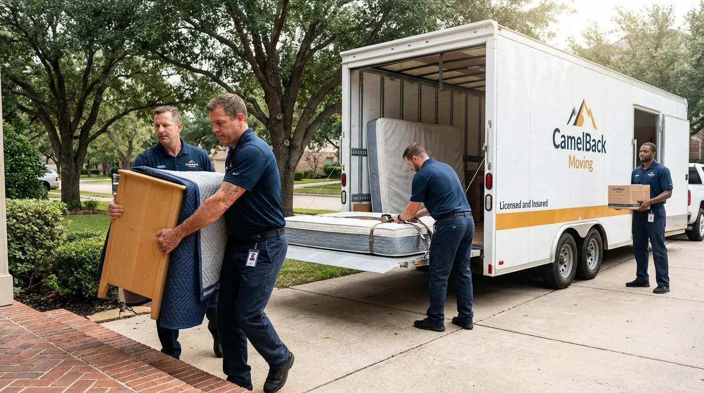 Crew loading residential truck for cross-state move from Middletown, PA